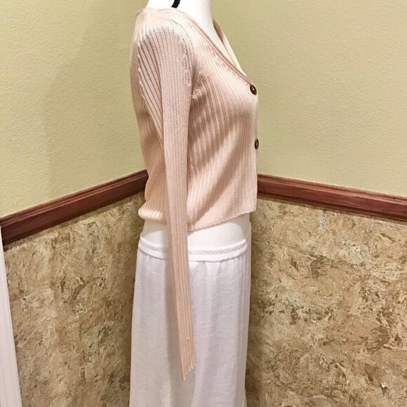 Free People NWT Small Game On Cardi Whie Swan Lightweight Sweater Tiny Flaw - Picture 4 of 11